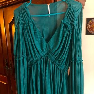 Free People teal boho top blouse